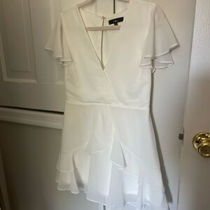 Lulu's Ivory Ruffle Sleeve Mini Dress